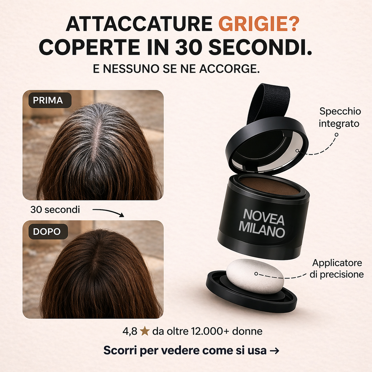 Copertura istantanea di radici e capelli grigi