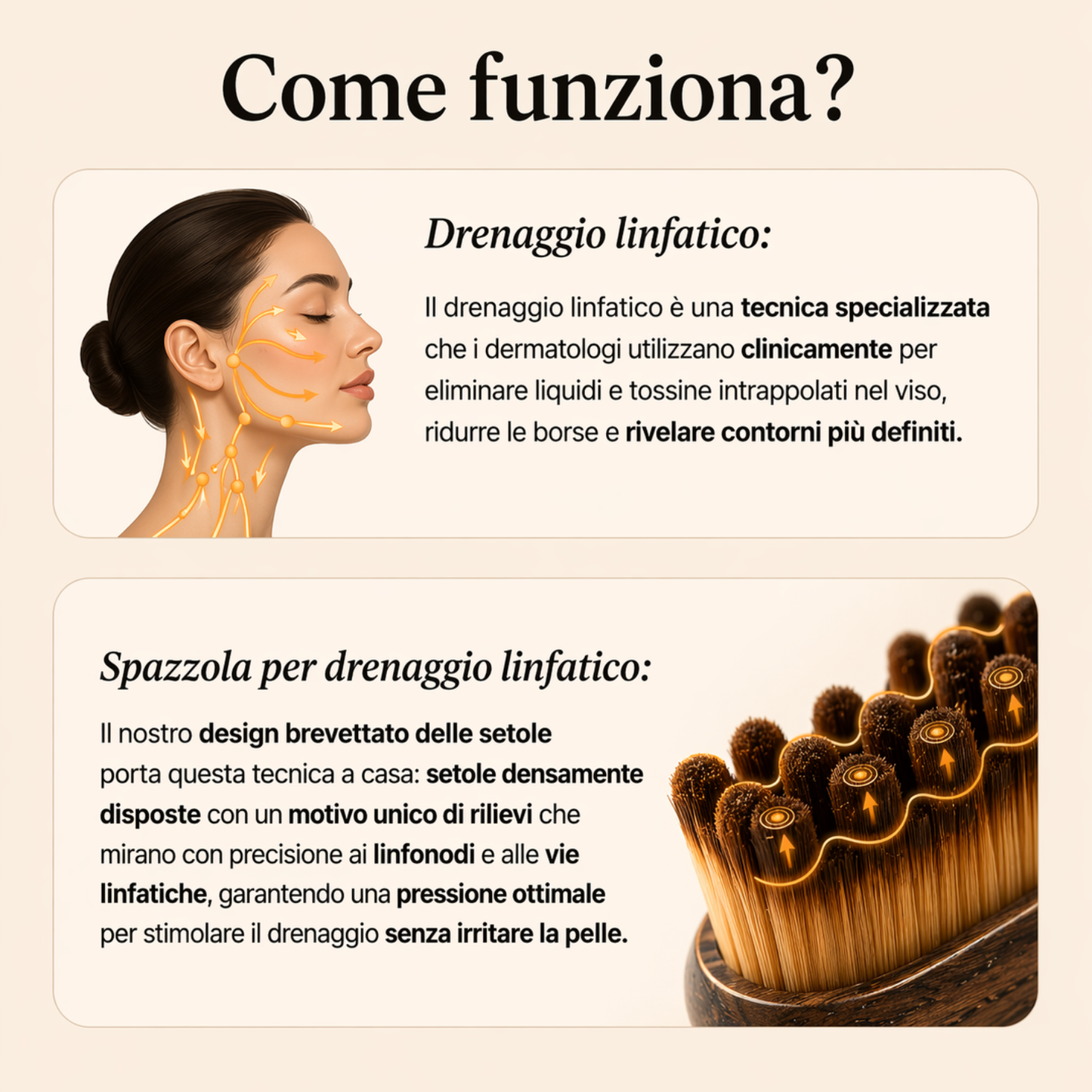 Spazzola per drenaggio linfatico del viso