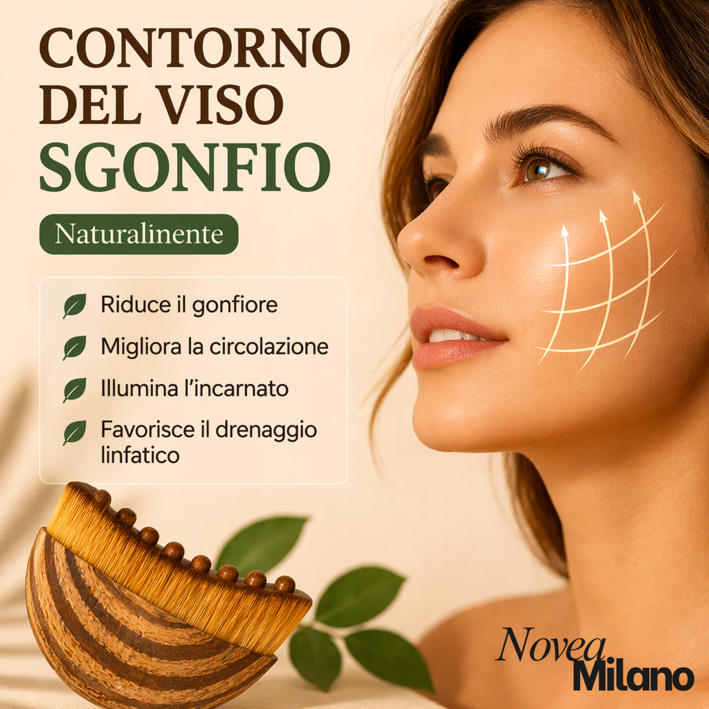 Spazzola per drenaggio linfatico del viso
