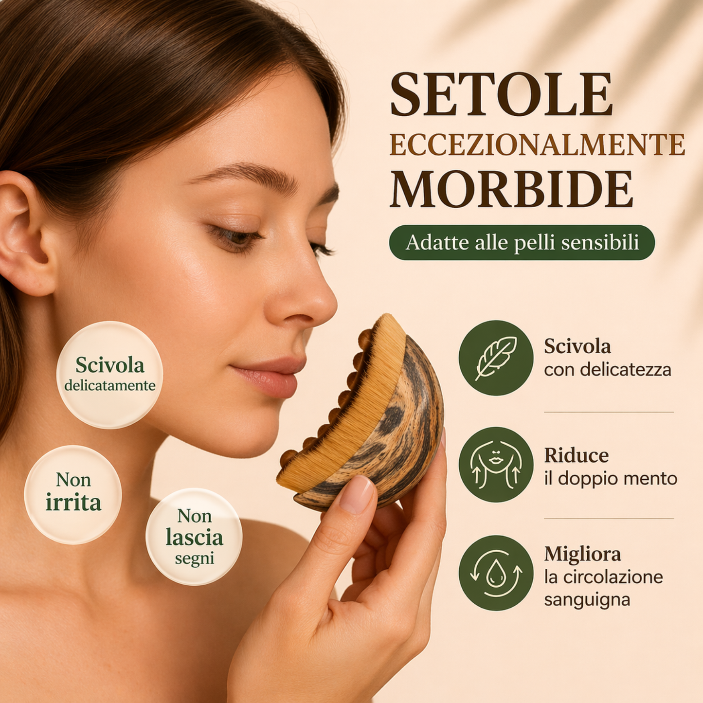 Spazzola per drenaggio linfatico del viso